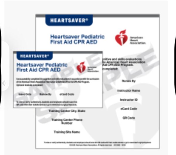First Aid CPR AED (Pediatrics) Certification Card Heartsaver First Aid CPR AED (Pediatrics)